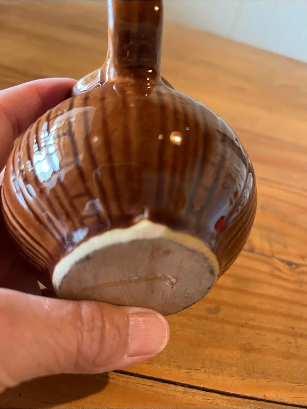 Vintage Brown Ceramic Pitcher Vase